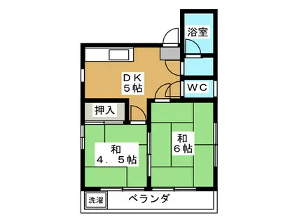 五井緑ビル(2DK/3階)の間取り写真