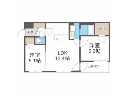 TIAMO MIYANOSAWA(2LDK/1階)の間取り写真