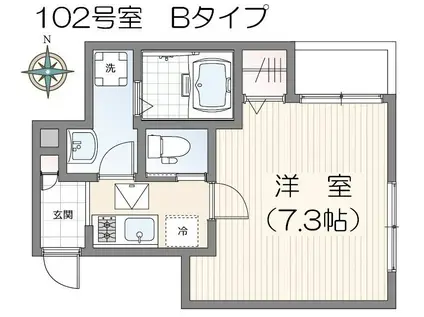 ミハス王子神谷(1K/1階)の間取り写真