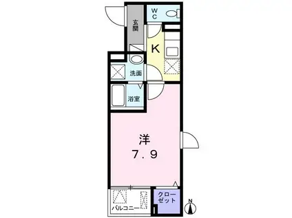 ライジング練馬(1K/2階)の間取り写真