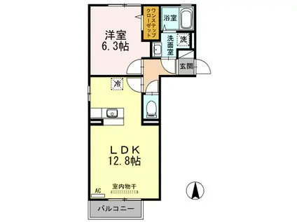 アヴァンツァーレ(1LDK/2階)の間取り写真