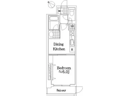 アール・ケープラザ横浜V(1DK/1階)の間取り写真