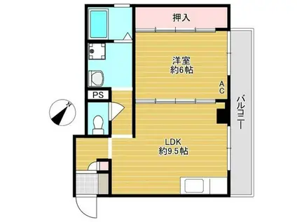 五色コーポ(1LDK/3階)の間取り写真