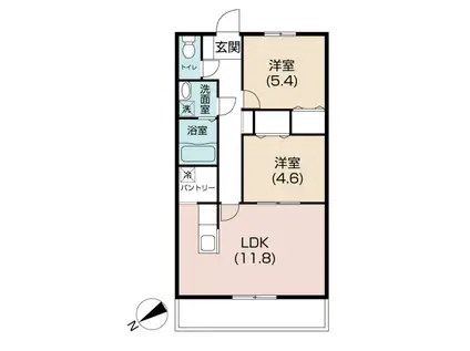 ピュアリティ柏の葉(2LDK/2階)の間取り写真