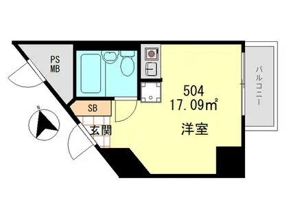 ライオンズマンション市谷薬王寺(ワンルーム/5階)の間取り写真