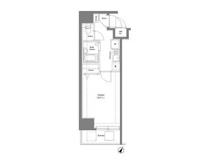 クレアシオン白金台(1K/3階)の間取り写真