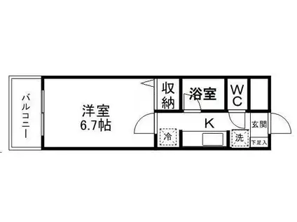 YS荒町(1K/3階)の間取り写真