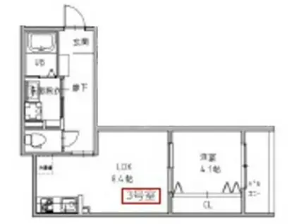 オガールコートフセ(1LDK/3階)の間取り写真