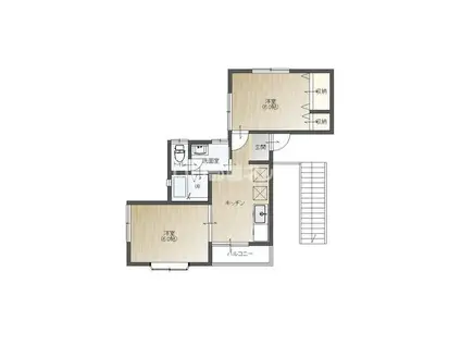 ウエスティンMAKI A棟(2DK/2階)の間取り写真