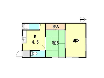 ガーネ福里(2K/2階)の間取り写真