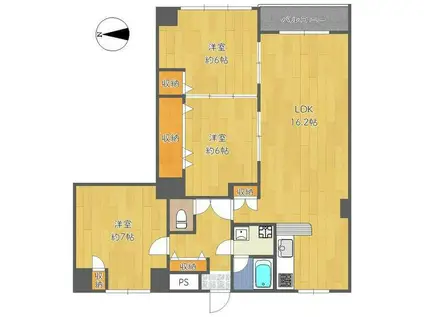 南葛西アゼリアハウス(3LDK/1階)の間取り写真