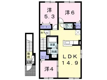 アルカンシェルE(3LDK/2階)の間取り写真