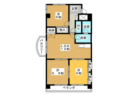 ミレニアムヒル垂坂(3LDK/2階)の間取り写真