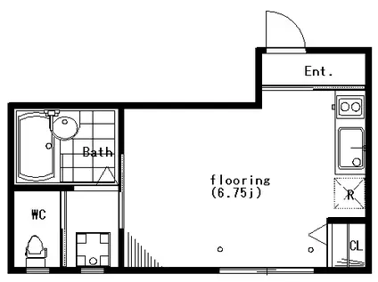 野口町レジデンス(ワンルーム/2階)の間取り写真