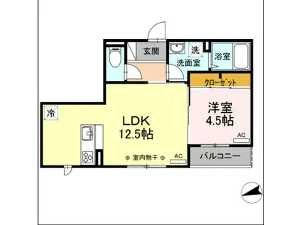 エコモンテK(1LDK/3階)の間取り写真
