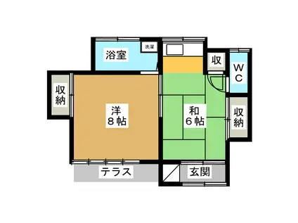 やまだ荘(1DK/2階)の間取り写真