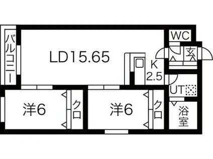 フィオーレ北23条(2LDK/4階)の間取り写真