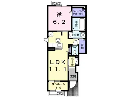 リバレイン(1LDK/1階)の間取り写真
