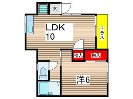 久保寺アパ-ト2号(1LDK/1階)の間取り写真
