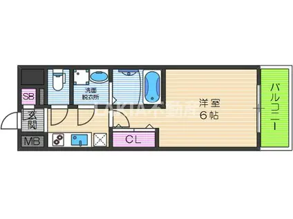 エスリード天王寺町北(1K/2階)の間取り写真