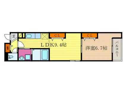 グランディオーズ桂(1LDK/2階)の間取り写真