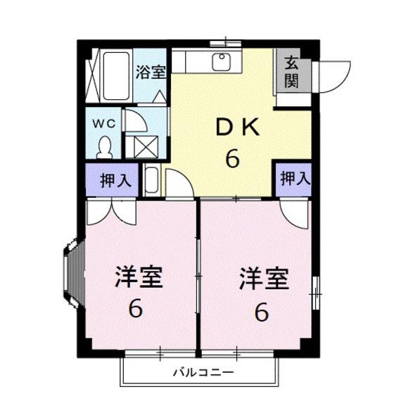 グリーンピア中西A(2DK/2階)の間取り写真