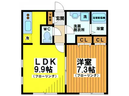 ブランシェ代田橋(1LDK/2階)の間取り写真