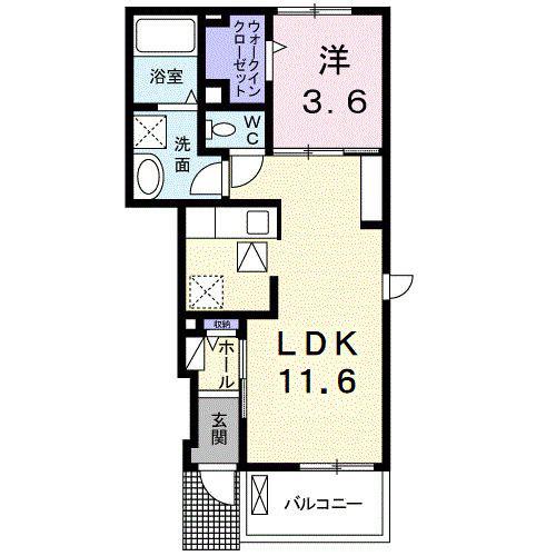 優竣弐番館(1LDK/1階)の間取り写真