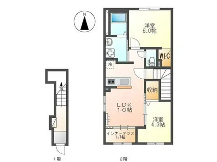 LE CIEL(2LDK/2階)の間取り写真