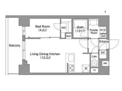コンフォリア・リヴ丁堀(1LDK/2階)の間取り写真