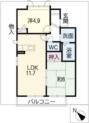 ANGELGRACE(2LDK/1階)の間取り写真