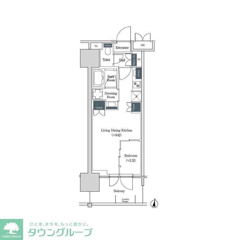 ブルックサイドレジデンス木場(1LDK/2階)の間取り写真