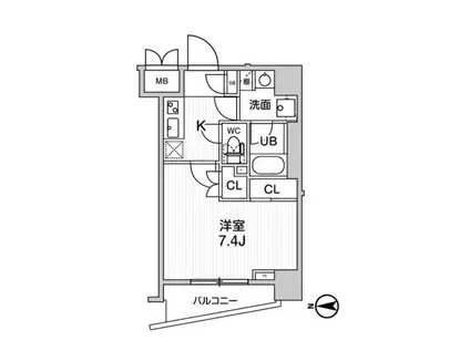 グランド神楽坂(1K/4階)の間取り写真