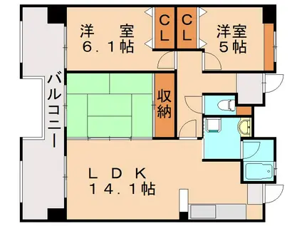 ルワージュ陣原(3LDK/6階)の間取り写真