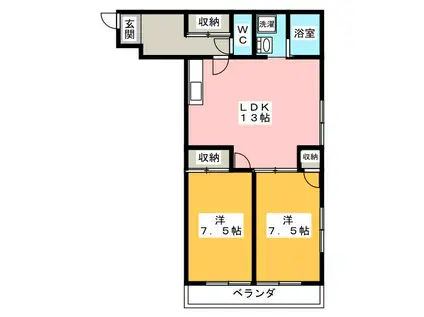 ドエル三橋(2LDK/3階)の間取り写真