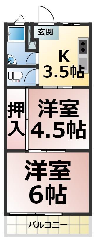 元古井マンション(2K/2階)の間取り写真