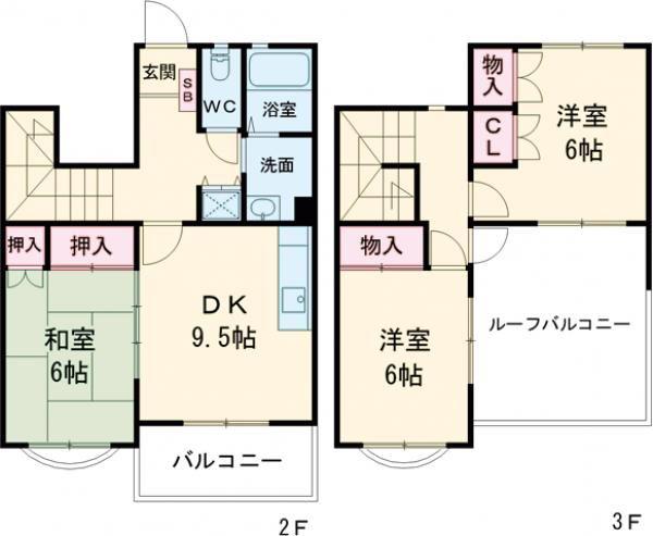 アグロス2(3DK/2階)の間取り写真