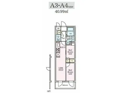 リビオメゾン大岡山(2LDK/3階)の間取り写真