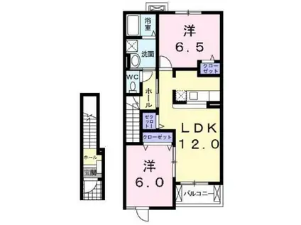 シェ―ロ・ステラートB(2LDK/2階)の間取り写真