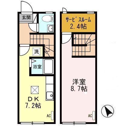 YSAP厨川(1DK/1階)の間取り写真