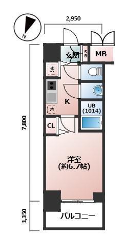 プレサンス塚本グランゲート(1K/5階)の間取り写真
