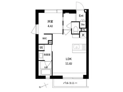 エスセナーリオ高輪(1LDK/2階)の間取り写真