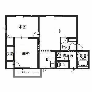 ラヴェール英賀保A(2DK/2階)の間取り写真