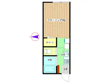 藤江ハイツB(1K/2階)の間取り写真