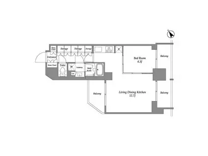 シーズンフラッツ大森西(1LDK/12階)の間取り写真