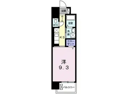 グランクリュ佐古 イースト(1K/4階)の間取り写真