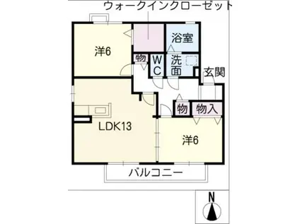 エントピア A 棟(2LDK/2階)の間取り写真