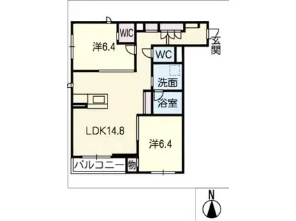 RITZ TERRACE(2LDK/2階)の間取り写真