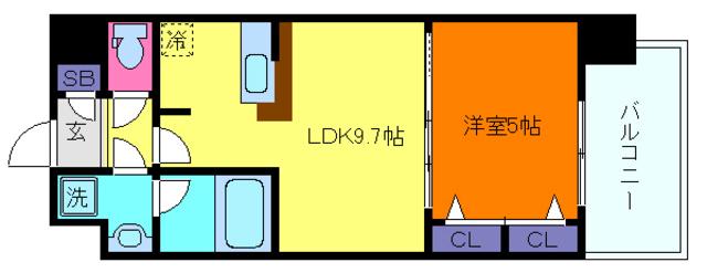 スプランディッド王子公園(1LDK/3階)の間取り写真