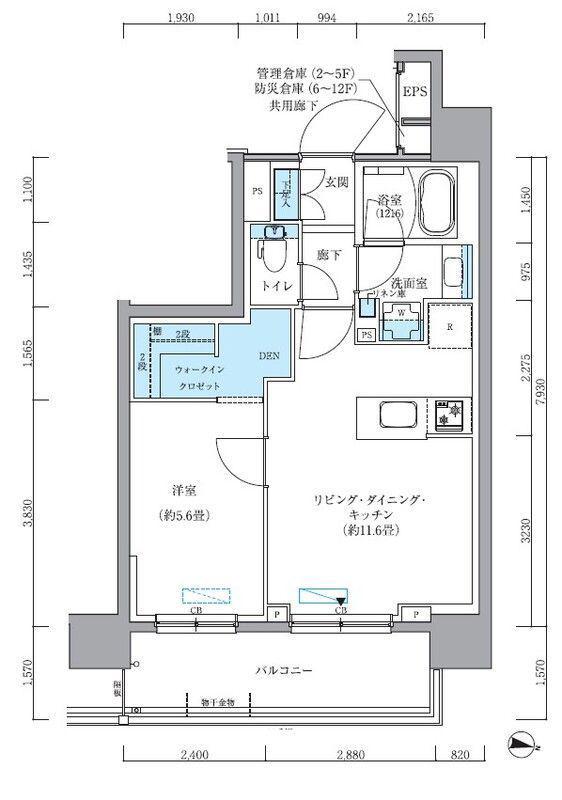 パークアクシス新大橋(1LDK/3階)の間取り写真